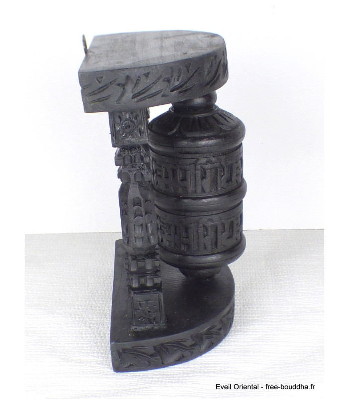 Moulin à prières mural en bois sculpté main 20,5 cm Moulins à Prières tibétains NMP7