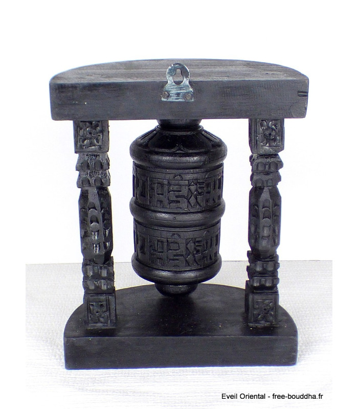 Moulin à prières mural en bois sculpté main 20,5 cm Moulins à Prières tibétains NMP7