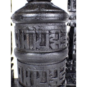 Moulin à prières mural en bois sculpté main 20,5 cm Moulins à Prières tibétains NMP7