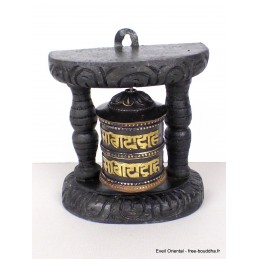 Moulin à prières tibétain bois noir mantras Objets rituels bouddhistes mou101