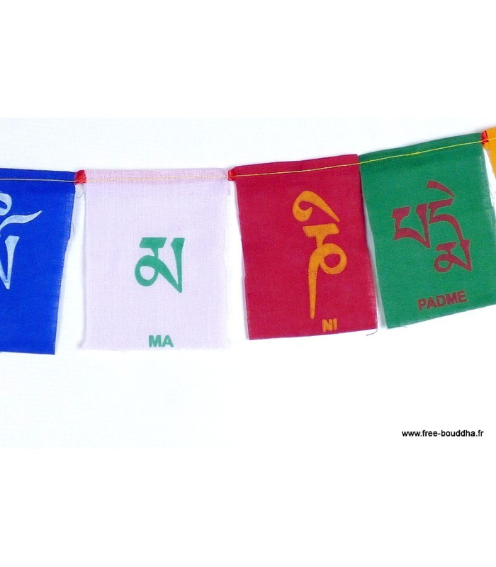10 Drapeaux de prières OM MANI PEDME HUM 10 X 7 CM Drapeaux tibétains OM5