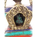 Stupa laiton pierres pour autel bouddhiste 21 cm Statuettes Bouddhistes ref 3755