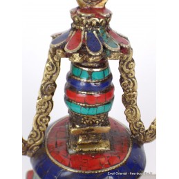 Stupa laiton pierres pour autel bouddhiste 21 cm Objets rituels bouddhistes ref 3755