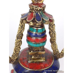 Stupa laiton pierres pour autel bouddhiste 21 cm Statuettes Bouddhistes ref 3755