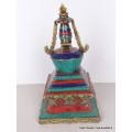 Stupa laiton pierres pour autel bouddhiste 21 cm Statuettes Bouddhistes ref 3755