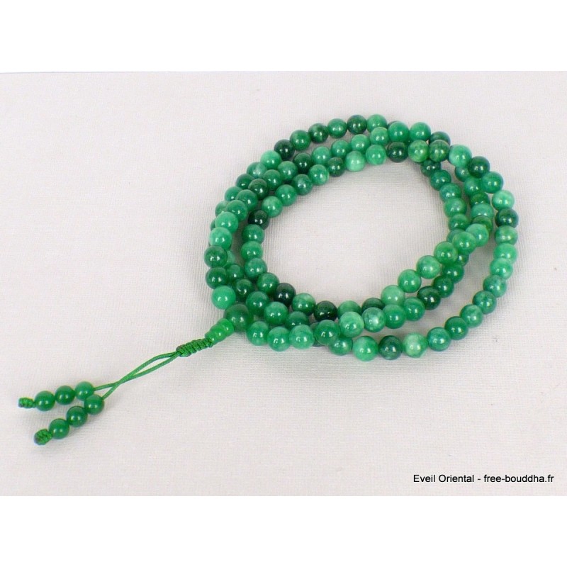 Mala de prières bouddhiste en JADE vert Mala tibétain 108 perles BM27