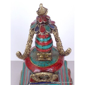 Stupa tibétain laiton pierres pour autel bouddhiste 22 cm Statuettes Bouddhistes ref 3755.1