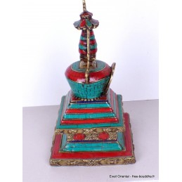 Stupa tibétain laiton pierres pour autel bouddhiste 22 cm Stupas, temples tibétains ref 3755.1
