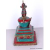 Stupa tibétain laiton pierres pour autel bouddhiste 22 cm Statuettes Bouddhistes ref 3755.1