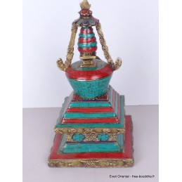 Stupa tibétain laiton pierres pour autel bouddhiste 22 cm Stupas, temples tibétains ref 3755.1