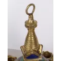 Statuette bouddhiste Stupa tibétain Feuilles en laiton et pierres - Statuettes bouddhistes tibétaines artisanales