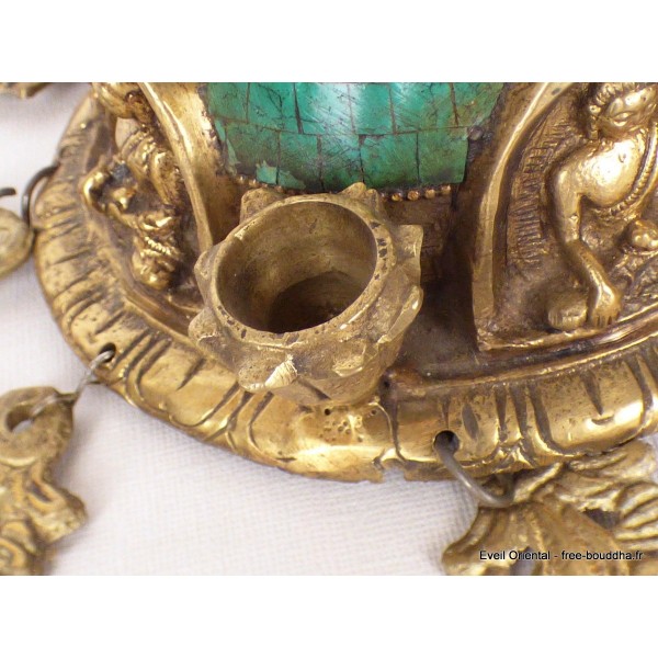 Stupa tibétain Feuilles en laiton et pierres Statuettes Bouddhistes ref 82