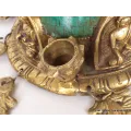 Statuette bouddhiste Stupa tibétain Feuilles en laiton et pierres - Statuettes bouddhistes tibétaines artisanales