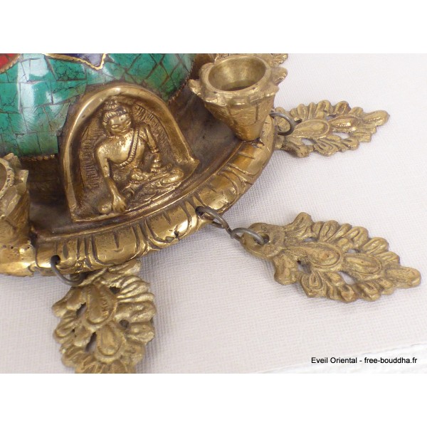 Stupa tibétain Feuilles en laiton et pierres Statuettes Bouddhistes ref 82