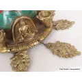 Statuette bouddhiste Stupa tibétain Feuilles en laiton et pierres - Statuettes bouddhistes tibétaines artisanales