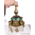 Statuette bouddhiste Stupa tibétain Feuilles en laiton et pierres - Statuettes bouddhistes tibétaines artisanales