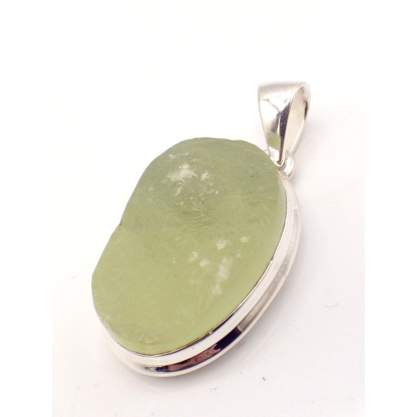 Pendentif Préhnite brute forme ovale Pendentifs pierres naturelles PU64