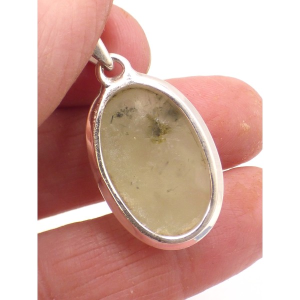 Pendentif Préhnite brute forme ovale Pendentifs pierres naturelles PU64