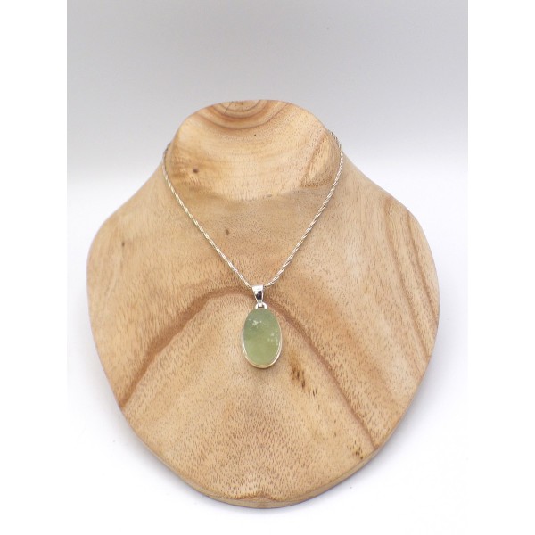 Pendentif Préhnite brute forme ovale Pendentifs pierres naturelles PU64