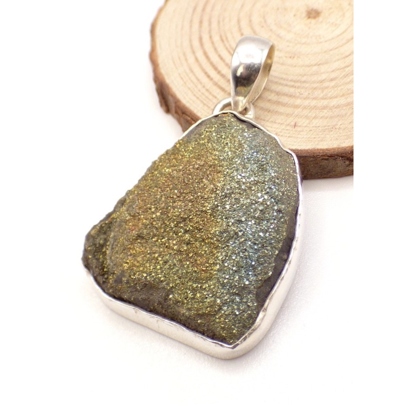 Pendentif Pyrite arc-en-ciel asymétrique Bijoux en Pyrite arc-en-ciel PU82