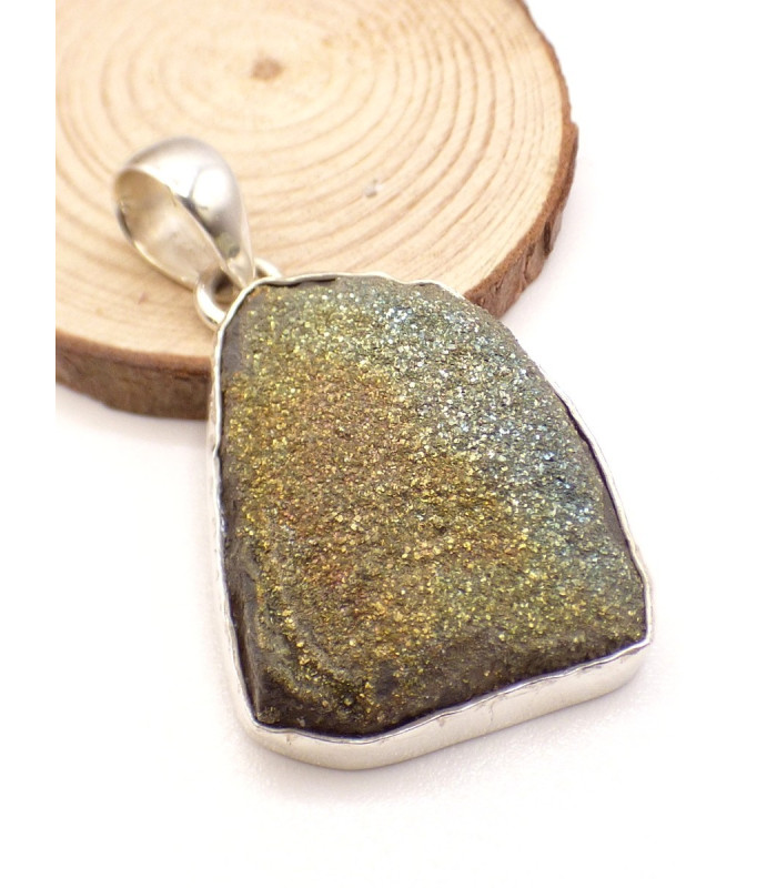 Pendentif Pyrite arc-en-ciel asymétrique Bijoux en Pyrite arc-en-ciel PU82