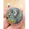 Gros pendentif Labradorite sculptée fleur Bijoux en Labradorite PU88