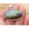 Pendentif Labradorite sculptée fleur oval horizontal Bijoux en Labradorite PU88.2