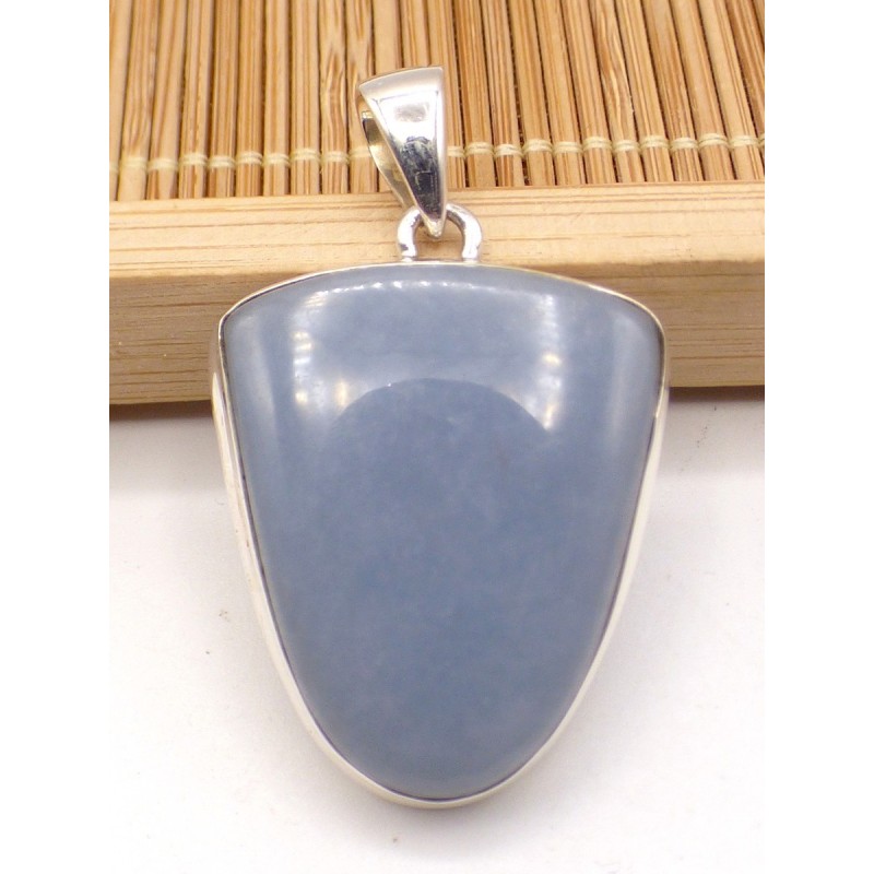 Pendentif Angelite bleue anhydrite semi-oval Pendentifs pierres naturelles PU94