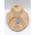 Pendentif Angelite bleue anhydrite semi-oval Pendentifs pierres naturelles PU94
