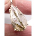 Pendentif Epidote sur Quartz forme goutte Pendentifs pierres naturelles PU96