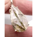Pendentif Epidote sur Quartz forme goutte - Pendentifs pierres naturelles