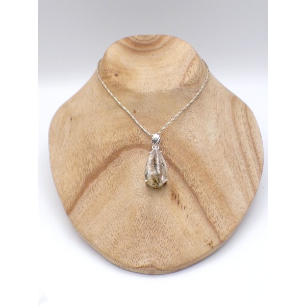 Pendentif Epidote sur Quartz forme goutte Pendentifs pierres naturelles PU96