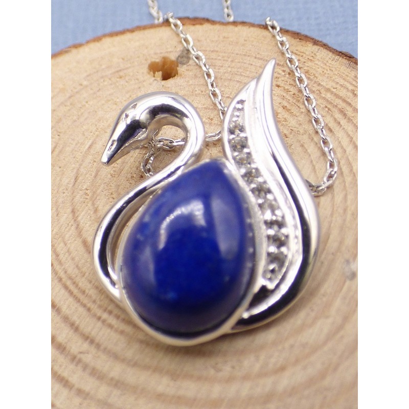 Collier Cygne en Lapis lazuli Colliers pierres naturelles fines PU105