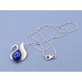 Collier Cygne en Lapis lazuli Colliers pierres naturelles fines PU105