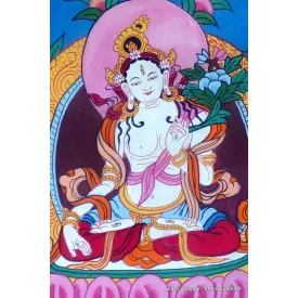 Thangka tibétain Tara blanche – peinture sacrée sur toile - Thangkas tibétains