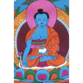Thangka tibétain Bouddha de Médecine – guérison spirituelle - Objets rituels bouddhistes