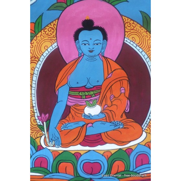Tangka tibétain peinture Bouddha de médecine Tentures tibétaines Bouddha TANGBM