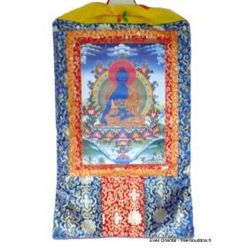 Grand Tangka bouddhiste Bouddha de Médecine 105 cm Tangkas tibétains GTAN1