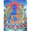 Grand Tangka bouddhiste Bouddha de Médecine 105 cm Tentures tibétaines Bouddha GTAN1