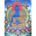 Grand Tangka bouddhiste Bouddha de Médecine 105 cm Tentures tibétaines Bouddha GTAN1