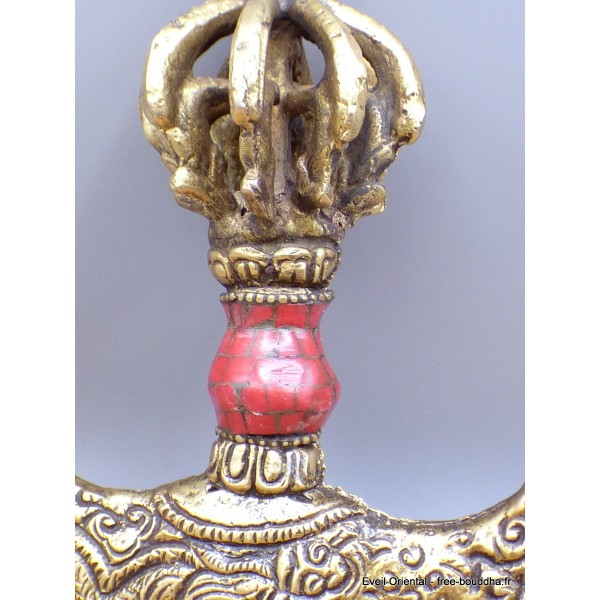 Kartika tibétain (drigug) avec corail pierres rouges Kartika Tibétain Bouddhiste KART3.1