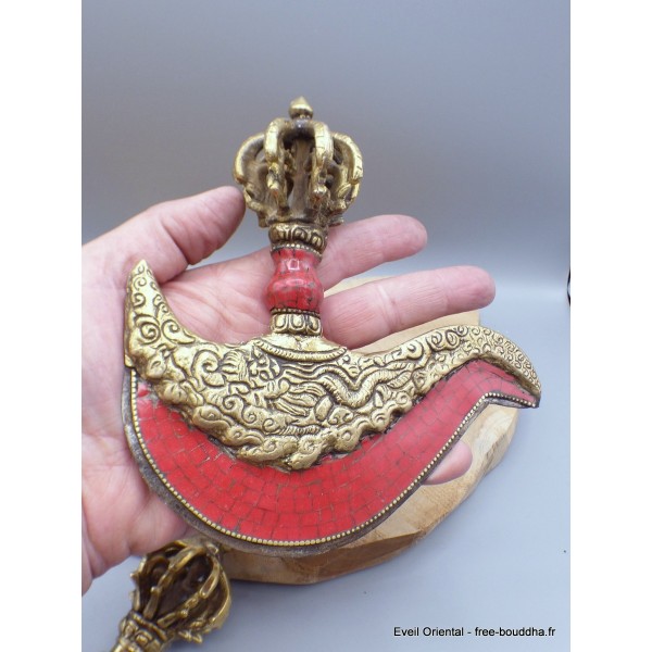 Kartika tibétain (drigug) avec corail pierres rouges Kartika Tibétain Bouddhiste KART3.1