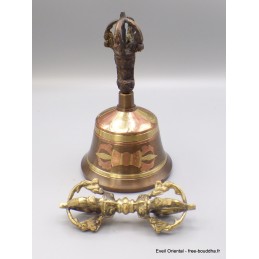 Cloche dorjé tibétain 14 cm patine cuivre Objets rituels bouddhistes CEDOR2