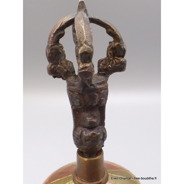 Cloche dorjé tibétain 14 cm patine cuivre Cloches et dorjé tibétains CEDOR2