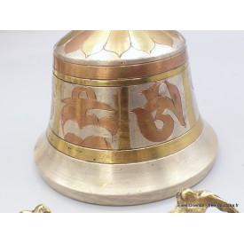Cloche dorjé tibétain 15 cm plaqué argent mantra tibétain Objets rituels bouddhistes CEDOR4