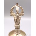 Cloche dorjé tibétain 15 cm plaqué argent mantra tibétain Objets rituels bouddhistes CEDOR4