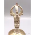 Cloche tibétaine dorjé 15 cm plaqué argent mantra tibétain - Objets rituels bouddhistes
