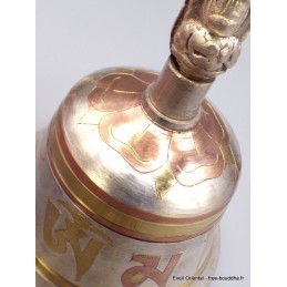 Cloche dorjé tibétain 14 cm Yeux du Bouddha mantra Objets rituels bouddhistes CEDOR5