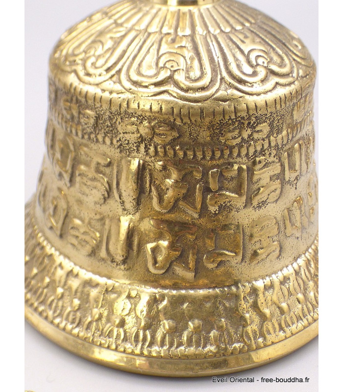 Cloche tibétaine et dorjé en bronze laiton 13 cm Cloches et dorjé tibétains CEDOR8