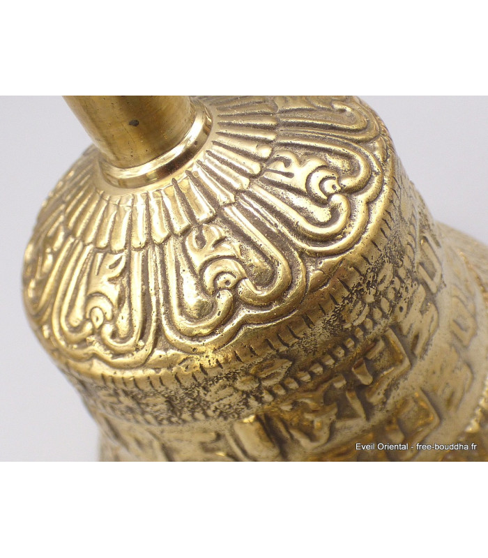 Cloche tibétaine et dorjé en bronze laiton 13 cm Cloches et dorjé tibétains CEDOR8
